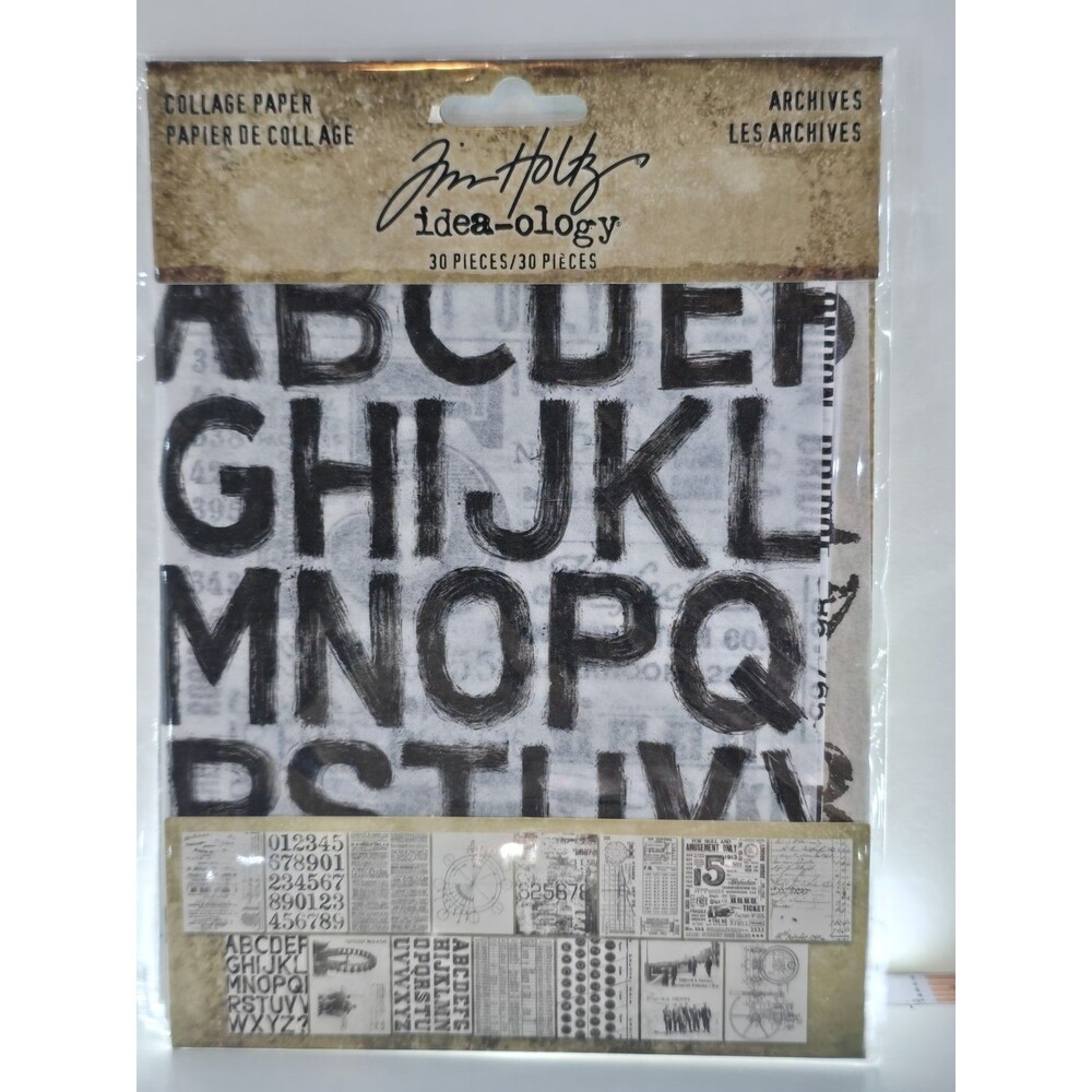 Tim Holtz Idea-ology Archives Collage Paper TH94366 30 Pieces New Sealed